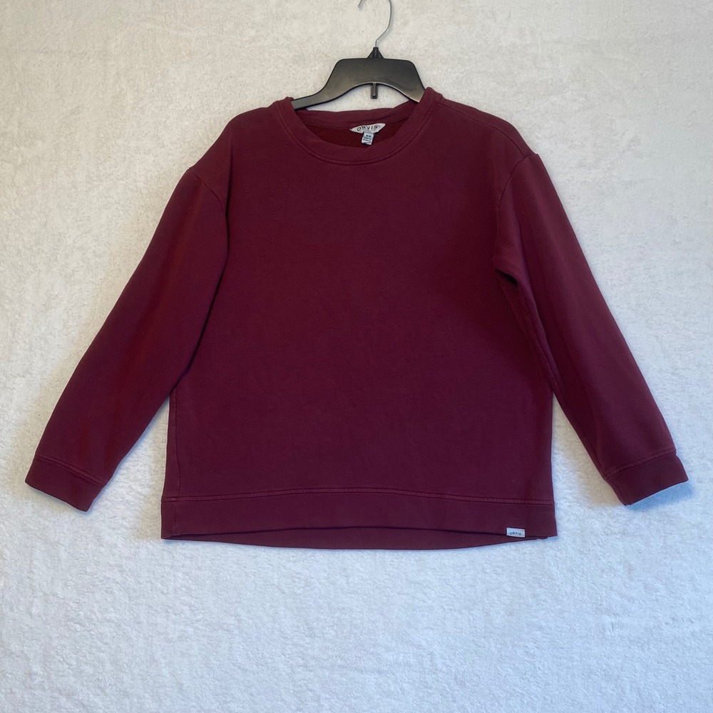 Orvis Burgundy Crewneck Sweatshirt M Classic Collection Made in Indonesia Casual